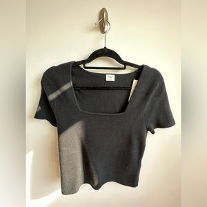 Abercrombie Black Knit Square Neck Top - Size L NWT